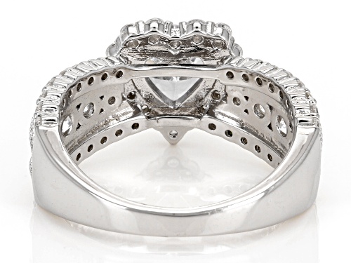 Pre-Owned Bella Luce® 3.67ctw White Diamond Simulant Rhodium Over Sterling Silver Heart Ring(2.22ctw - Size 9