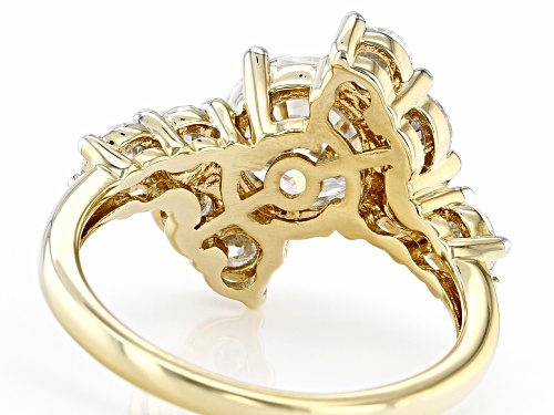Pre-Owned MOISSANITE FIRE(R) 3.18CTW DEW ROUND 14K YELLOW GOLD OVER SILVER RING - Size 9
