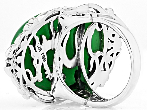 Pre-Owned Pacific Style™ Oval Green Jadeite Sterling Silver Ring - Size 8