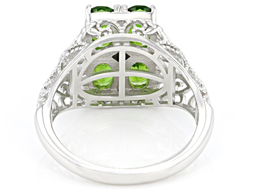 Pre-Owned 1.80ctw Chrome Diopside With 0.01ctw White Zircon Rhodium Over Sterling Silver Ring - Size 8