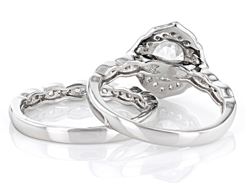 Pre-Owned 1.50ct Oval And 0.55ctw Round White Zircon Rhodium Over Sterling Silver Ring Set - Size 9