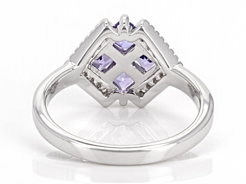 Pre-Owned 0.50ctw Tanzanite With 0.14ctw White Zircon Rhodium Over Sterling Silver Ring - Size 10