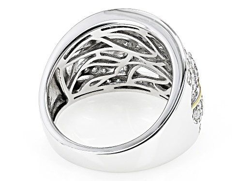 Pre-Owned MOISSANITE FIRE(R) 1.72CTW DEW ROUND BRILLIANT PLATINEVE(R) & 14K YELLOW GOLD OVER SILVER - Size 7
