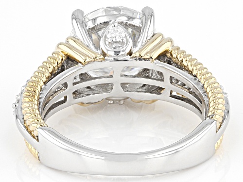 Pre-Owned MOISSANITE FIRE(R) 3.90CTW DEW ROUND PLATINEVE(R) &14K YG OVER SILVER RING - Size 9