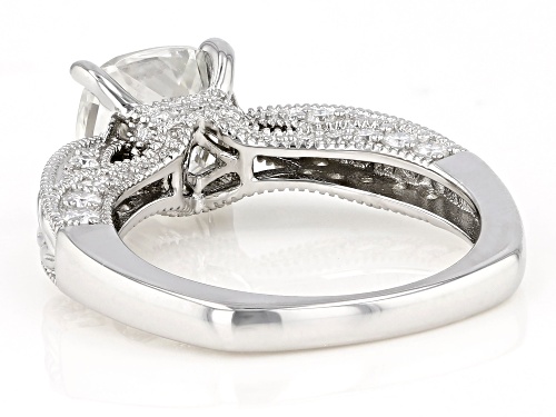 Pre-Owned MOISSANITE FIRE(R) 3.04CTW DEW SQUARE CUSHION AND ROUND PLATINEVE(R) RING - Size 7