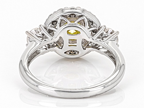 Pre-Owned MOISSANITE FIRE® & YELLOW MOISSANITE 2.08CTW DEW ROUND BRILLIANT PLATINEVE® RING - Size 8