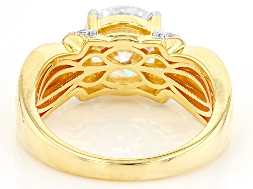 Pre-Owned MOISSANITE FIRE(R) 2.90CTW DEW ROUND 14K YELLOW GOLD OVER SILVER RING - Size 8