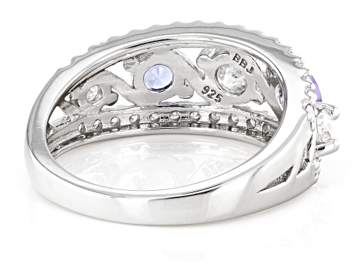 Pre-Owned MOISSANITE FIRE(R) .87CTW DEW ROUND AND TANZANITE PLATINEVE(R) RING - Size 6