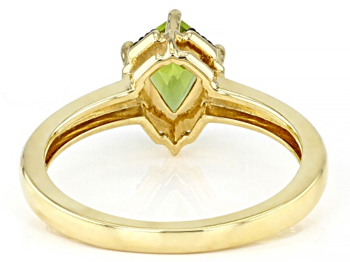 Pre-Owned .98ctw Kite Peridot with .04ctw Champagne Diamonds 10k Yellow Gold Ring - Size 10