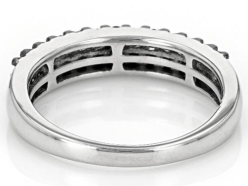 Pre-Owned 0.60ctw Round Black Diamond Rhodium Over Sterling Silver Band Ring - Size 7