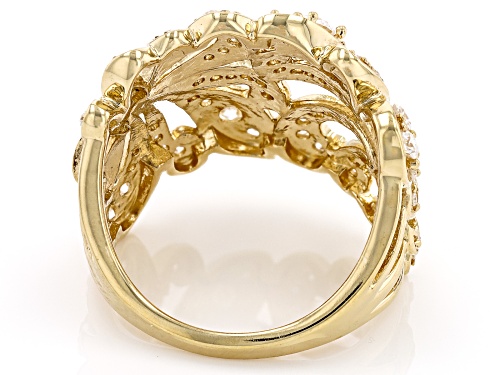 Pre-Owned MOISSANITE FIRE(R) 1.12CTW DEW ROUND 14K YELLOW GOLD OVER SILVER RING - Size 8