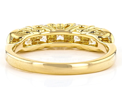 Pre-Owned MOISSANITE FIRE® .80CTW DEW ROUND BRILLIANT 14K YELLOW GOLD OVER SILVER RING - Size 9
