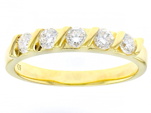 Pre-Owned MOISSANITE FIRE® 1.80CTW DEW ROUND 14K YELLOW GOLD OVER SILVER RING & BANGLE SET