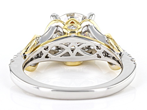 Pre-Owned MOISSANITE FIRE(R) 2.20CTW DEW ROUND PLATINEVE(R) & 14K YELLOW GOLD OVER SILVER RING - Size 6