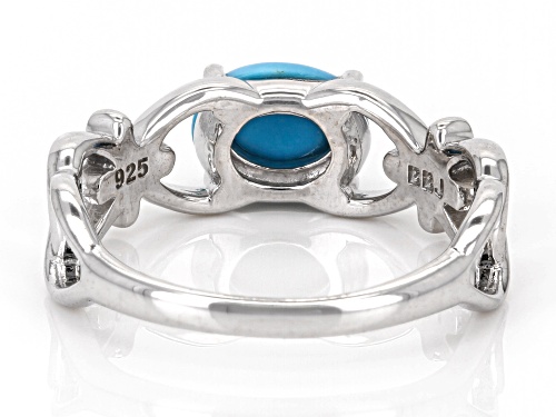 Pre-Owned 8x6mm Oval Cabochon Sleeping Beauty Turquoise Rhodium Over Sterling Silver Solitaire Ring - Size 6