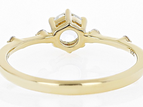 Pre-Owned .38ct Aquamarine with .07ctw White Zircon 18k Yellow Gold Over Sterling Silver March Birth - Size 9
