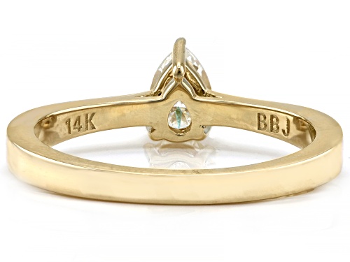 Pre-Owned MOISSANITE FIRE(R) .43CT DEW PEAR SHAPE 14K YELLOW GOLD RING - Size 8
