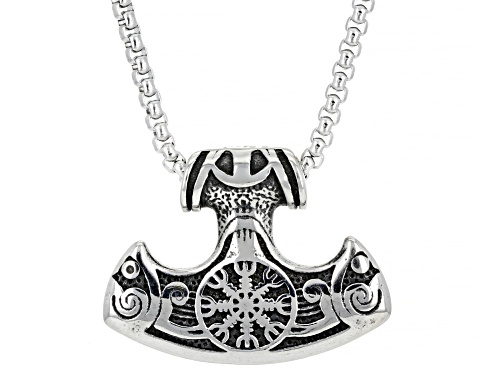 Pre-Owned Artisan Collection of Ireland™ Stainless Steel Thors Hammer& Celtic Rune Set of Pendants W