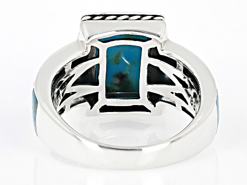 Pre-Owned Southwest Style By JTV™ Blue Turquoise Rhodium Over Silver Ring - Size 12