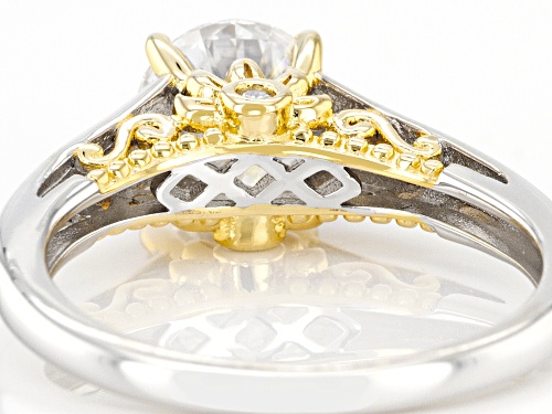 Pre-Owned MOISSANITE FIRE(R) 1.24CTW DEW ROUND PLATINEVE(R) & 14K YELLOW GOLD OVER SILVER  RING - Size 10
