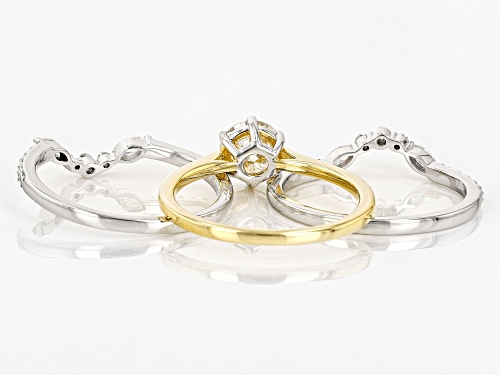Pre-Owned MOISSANITE FIRE(R) 1.90CTW DEW PLATINEVE(R) & 14K YELLOW GOLD OVER SILVER RING WITH 2 BAND - Size 9