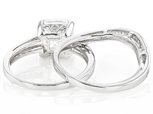 Pre-Owned MOISSANITE FIRE(R) 3.28CTW DEW ASSCHER CUT & ROUND PLATINEVE(R) RING & BAND - Size 8