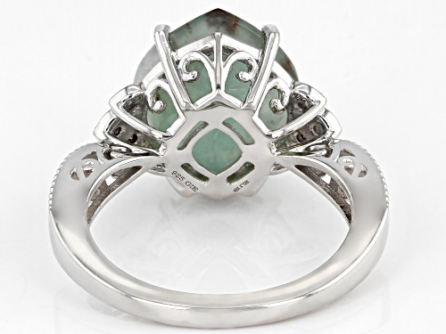 Pre-Owned 14x12mm Aquaprase® With 0.04ctw Champagne Diamond Rhodium Over Sterling Silver Ring - Size 7