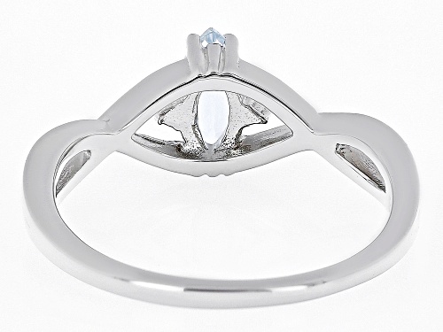 Pre-Owned 0.42ct Marquise Aquamarine With 0.01ctw White Diamond Accent Platinum Over Sterling Silver - Size 9