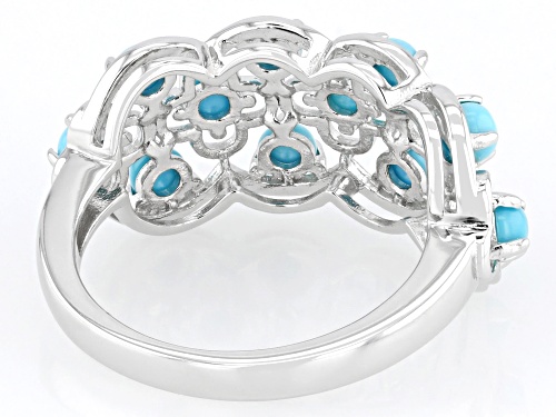 Pre-Owned 3x3mm Sleeping Beauty Turquoise Rhodium Over Sterling Silver Ring - Size 7