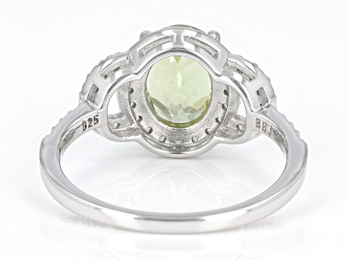 Pre-Owned 1.40ct Oval Canary Apatite With 0.32ctw Round White Zircon Rhodium Over Sterling Silver Ri - Size 6