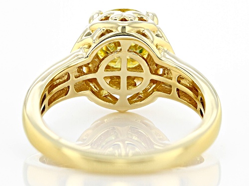 Pre-Owned MOISSANITE FIRE(R) YELLOW 1.90CT DEW ROUND 14K YELLOW GOLD OVER SILVER RING - Size 6