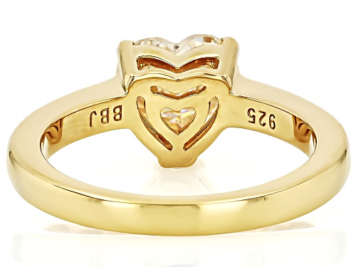 Pre-Owned 2.35CT HEART SHAPE STRONTIUM TITANATE 18K YELLOW GOLD OVER SILVER RING - Size 8