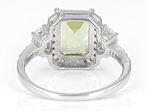 Pre-Owned 2.74ct Rectangular Octagonal Canary Apatite With 1.04ctw white Zircon Rhodium Over Silver - Size 9