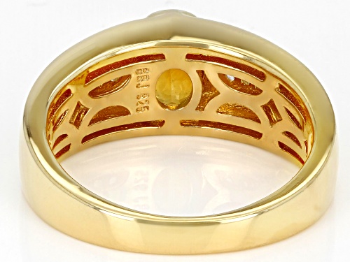 Pre-Owned 1.03ct Oval Madeira Citrine And 0.10ctw White Zircon 18k Yellow Gold Over Silver Men's Rin - Size 12