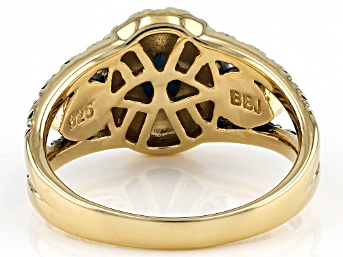 Pre-Owned Southwest Style By JTV™ Sleeping Beauty Turquoise 18k Yellow Gold Over Silver 3-Stone Ring - Size 11