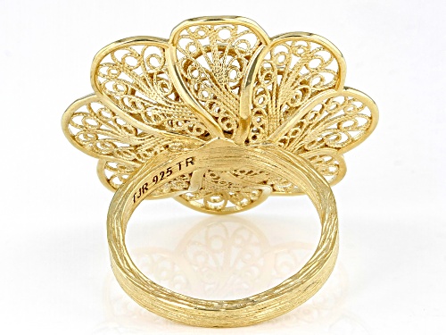 Pre-Owned Artisan Collection of Turkey™ 18k Yellow Gold Over Sterling Silver Flower Filigree Ring - Size 12