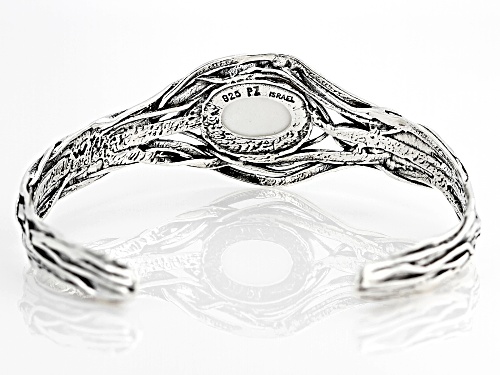 Pre-Owned Artisan Collection of Israel™ 16x12mm White Agate Sterling Silver Textured Cuff Bracelet - Size 7.25