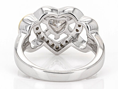 Pre-Owned MOISSANITE FIRE® 1.18CTW DEW HEART SHAPE AND ROUND BRILLIANT TWO TONE RING - Size 6