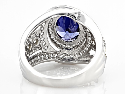 Pre-Owned Charles Winston For Bella Luce® 6.10ctw Tanzanite And Diamond Simulants Rhodium Over Silve - Size 5