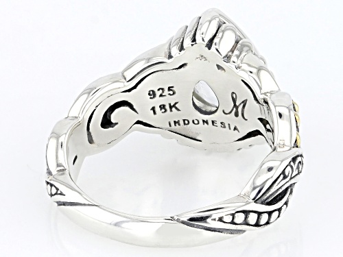 Pre-Owned Artisan Collection of Bali™ Pear Shaped White Topaz Sterling Silver With 18k Gold Accents - Size 6