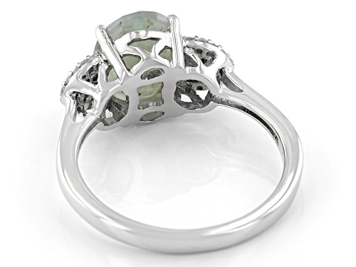 Pre-Owned 10x8mm Aquaprase® With 0.15ctw Champagne & White Diamond Sterling Silver Ring - Size 7