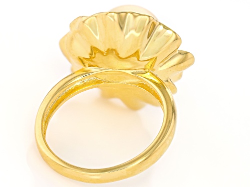 Pre-Owned 11-12mm Golden Cultured South Sea Pearl 18k Gold Over Sterling Silver Ring - Size 12