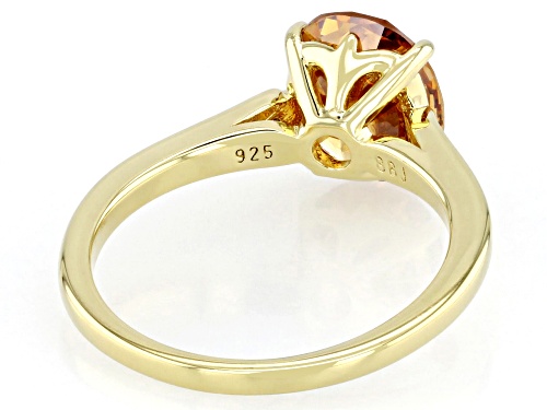 Pre-Owned 3.60ct Strontium Titanate & 0.05ctw Moissanite 18k Yellow Gold Over Sterling Silver Ring - Size 7