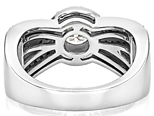 Pre-Owned MOISSANITE FIRE® 1.66CTW DEW ROUND & BLUE SAPPHIRE BRILLIANT PLATINEVE® RING - Size 6