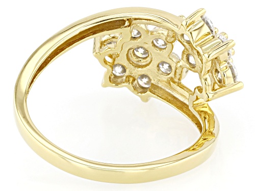 Pre-Owned MOISSANITE FIRE® 1.40CTW DEW ROUND BRILLIANT 14K YELLOW GOLD OVER SILVER FLOWER DESIGN RIN - Size 8