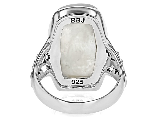 Pre-Owned 22x12mm Cushion Cabochon Rainbow Moonstone Sterling Silver Solitaire Ring - Size 7