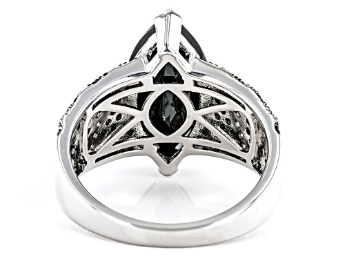 Pre-Owned 4.27ctw Mixed Shapes Black Spinel With 0.31ctw White Zircon Rhodium Over Sterling silver R - Size 10