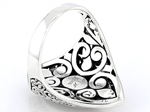 Pre-Owned Artisan Collection of Bali™ 18x10mm Red Indonesian Coral Sterling Silver Ring - Size 10