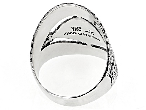 Pre-Owned Artisan Collection of Bali™ Sterling Silver & 18K Yellow Gold Statement Floral Ring - Size 5
