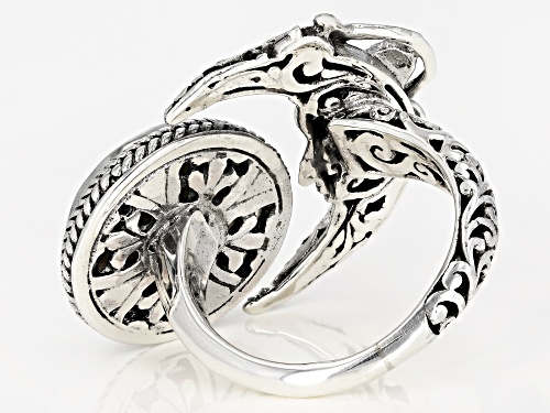 Pre-Owned Artisan Collection Of Bali™ Carved White Mother Of Pearl Face Silver Celestial Solitaire R - Size 12